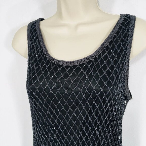 Vtg Arden B Beaded Crochet Fishnet Top & Skirt Sz M Dark Fairy Glam Goth - Picture 4 of 16